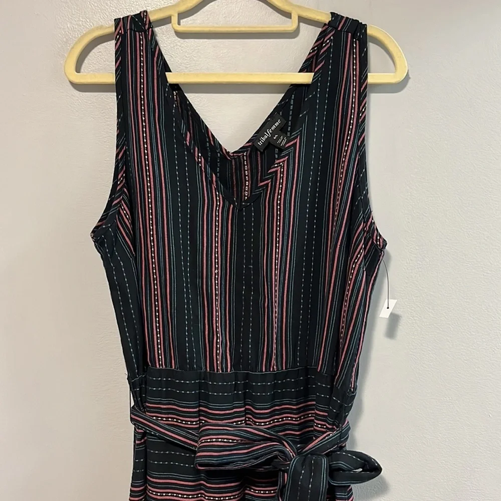 Tribal Femme V-Neck Maxi Tiered Dress size Large - Picture 3 of 6